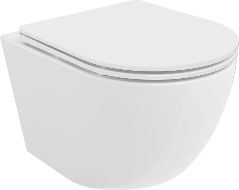 Mexen Lena WC чиния Rimless с капак, който се спуска бавно, slim, дуропласт, бял