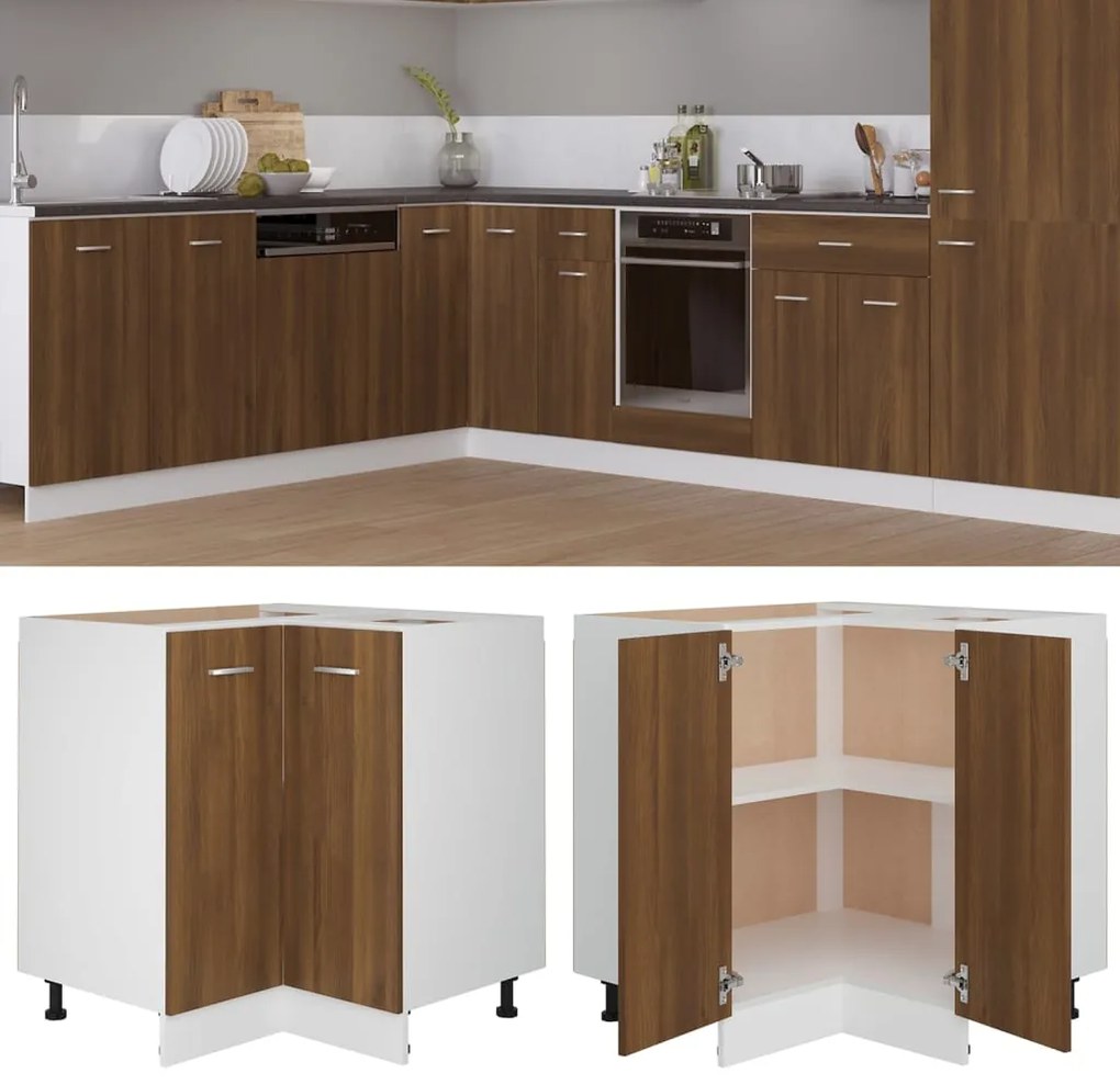 815584 vidaXL Кухненски шкаф Lyon кафяв дъб 75,5x75,5x81,5 см инженерно дърво