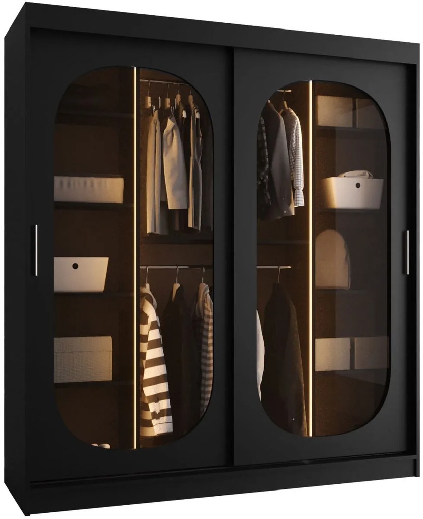 Гардероб Бахрайн 180 плъзгащ-Черен-Дължина: 180см