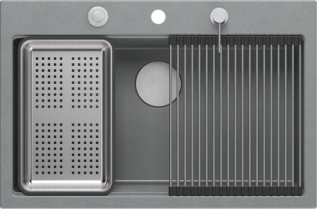 гранитна мивка MARC 110 WORKSTATION Grey Metallic