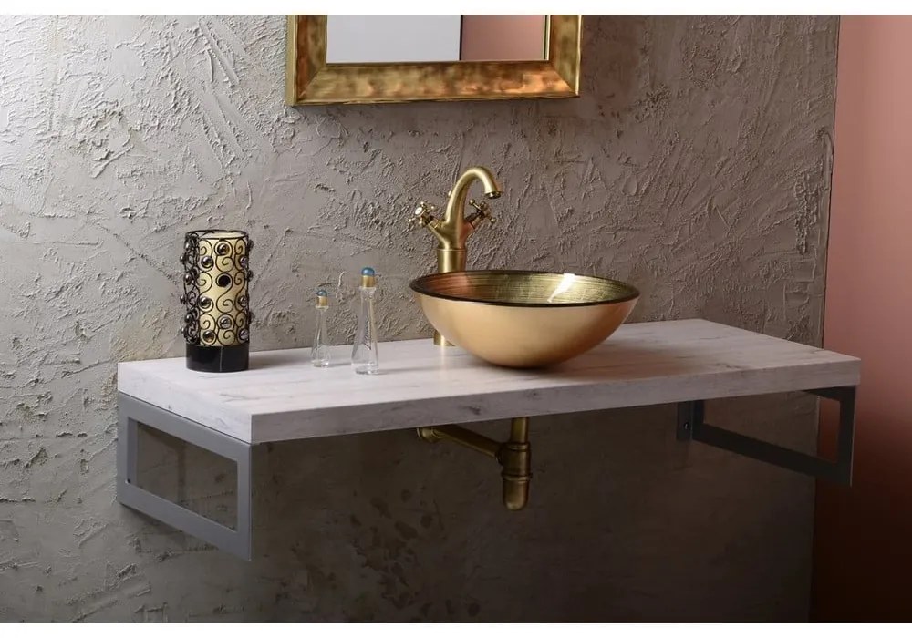 Стъклена кръгла мивка в златисто ø 42 cm Fianna – Sapho