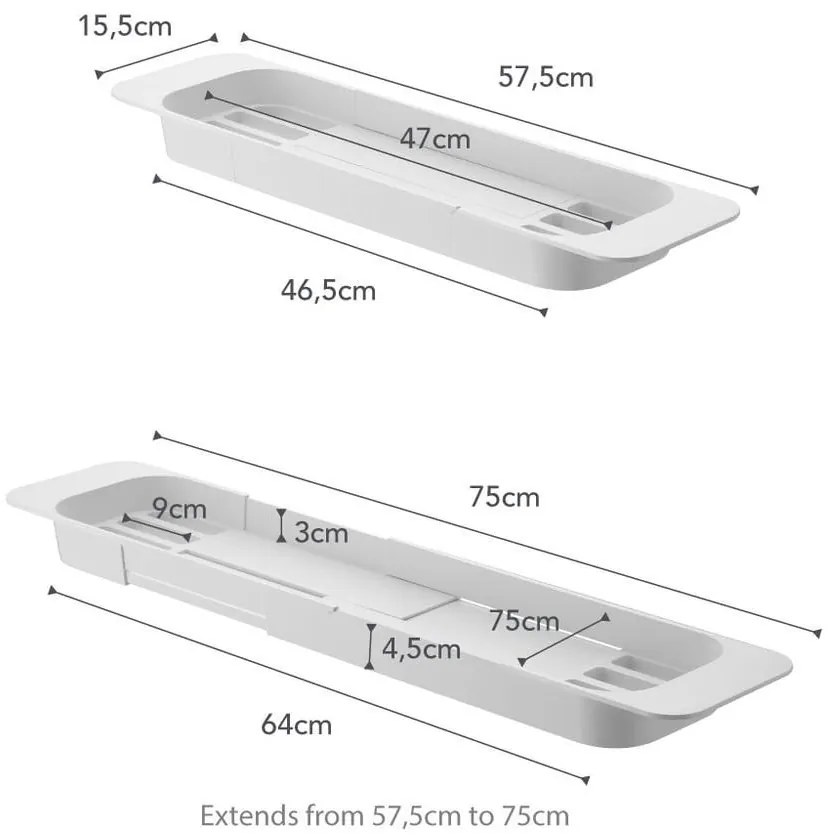Бял регулируем рафт за вана Tower - YAMAZAKI