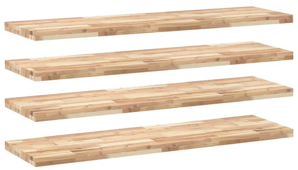 3279486 vidaXL Плаващ рафт 4 бр 120x40x4 см необработено дърво акация масив
