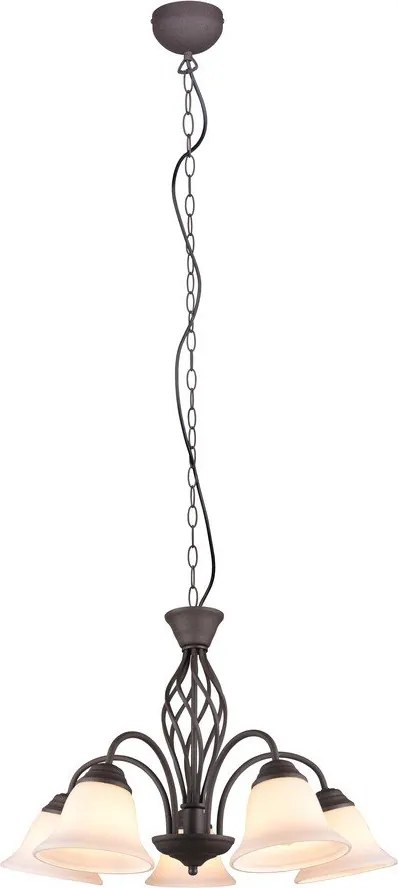 Тъмнокафяво висящо осветително тяло със стъклен абажур ø 60 cm Rustica – Trio