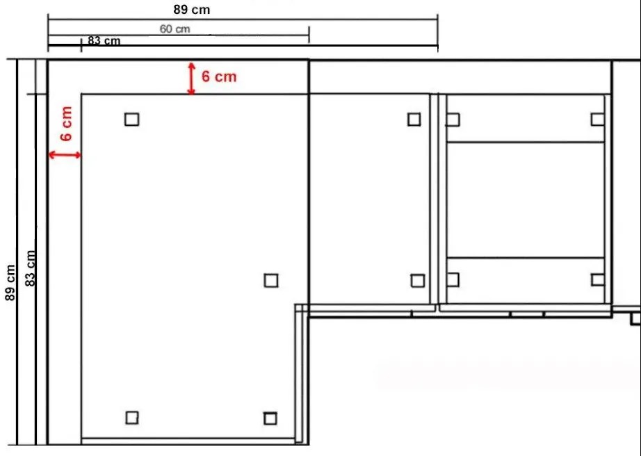 Етажен ъглов шкаф Modernus 89x89 DN 1F BB