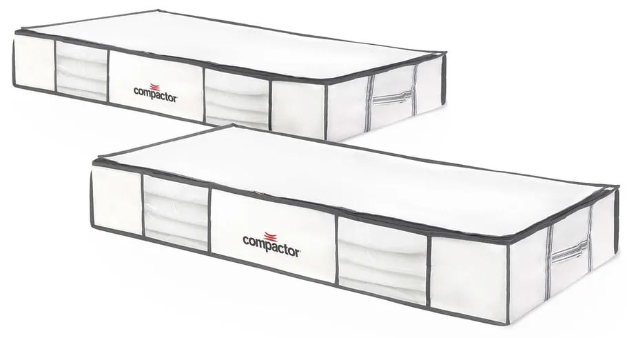 Комплект от 2 бели кутии за съхранение под леглото с вакуумна опаковка XLarge Underbed , 105 x 15,5 cm Life - Compactor