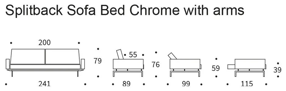 Кафяво-сив разтегателен диван с подлакътници Chrome Splitback - Innovation