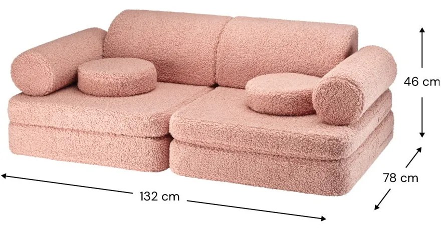 Розов детски диван от букле 132 cm Settee – Wigiwama