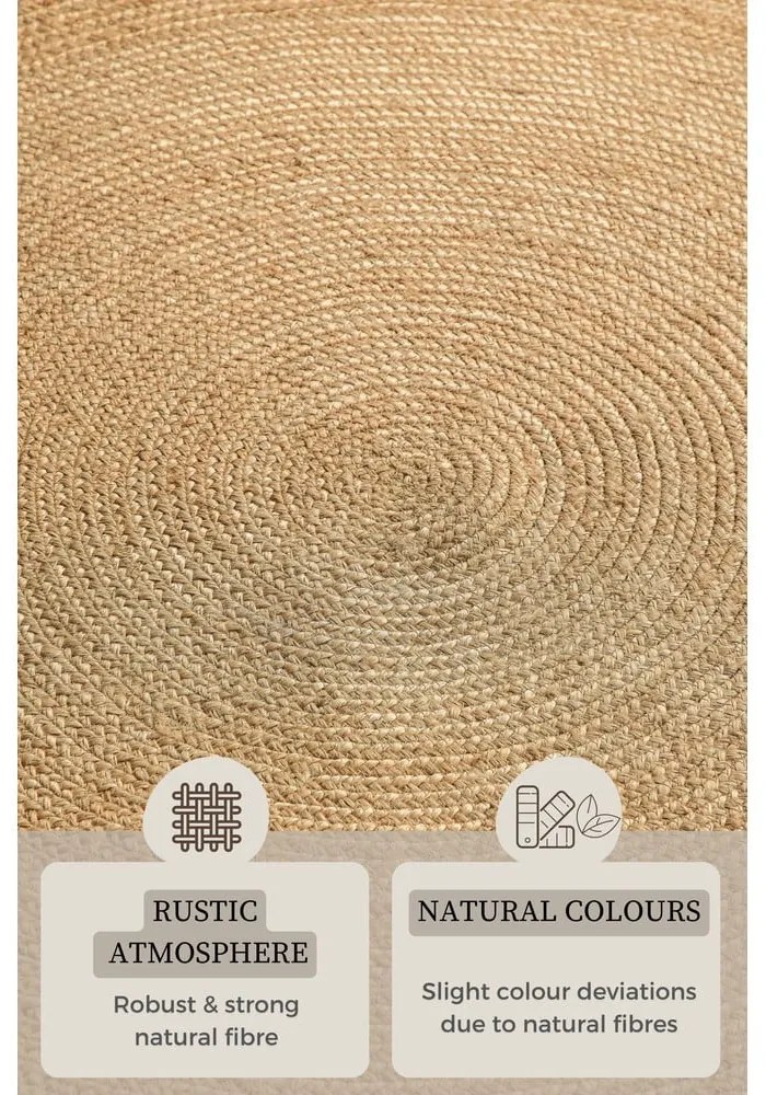 Двустранен ютен кръгъл килим в естествен цвят ø 140 cm Braided Gold – Hanse Home
