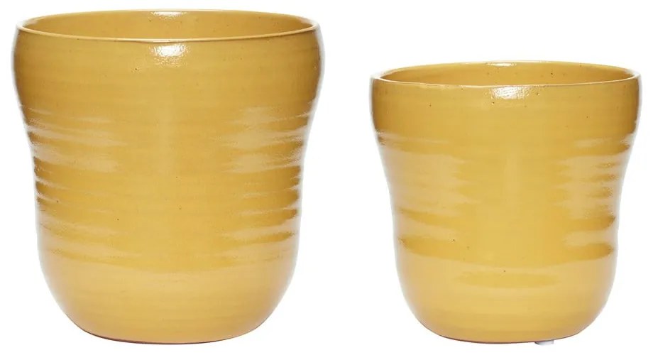 Комплект от 2 жълти керамични саксии Tina - Hübsch