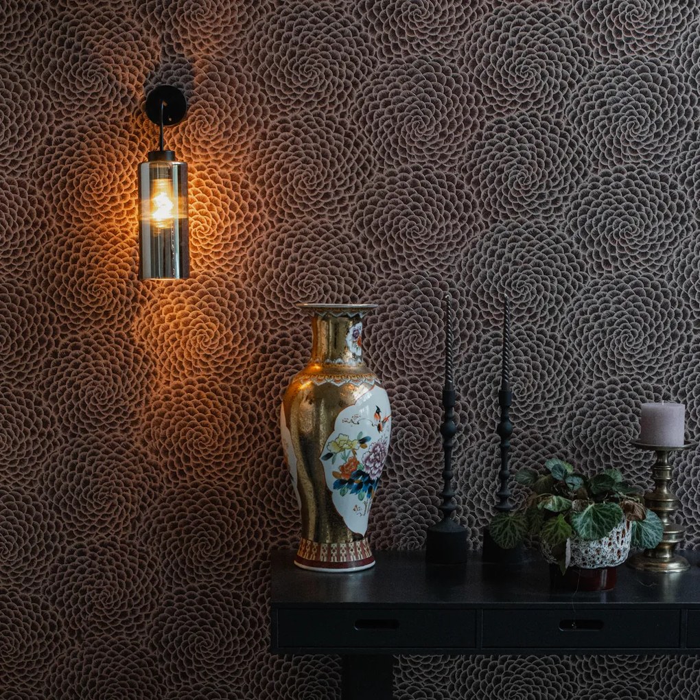 Стенна лампа в стил арт деко черна с опушено стъкло - Laura