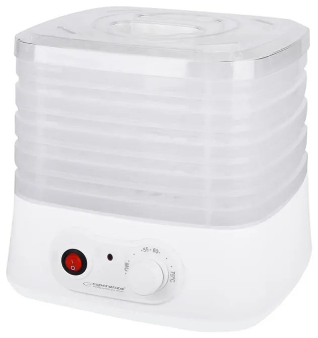 Сушилня за плодове и зеленчуци Esperanza EKD004, 250W, 5 нива, Подходяща за гъби,месо и билки, Бял