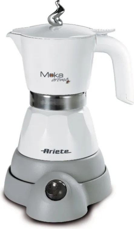 Електрическа кафеварка Ariete Moka Aroma 1358/10, 400W, 4 чаши, Безжична употреба, Въртяща се на 360 градуса основа, Бял
