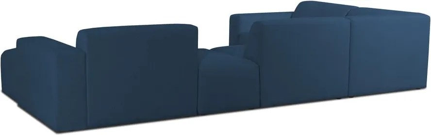 Тъмносин ъглов диван от букле ("U" форма) Roxy – Scandic