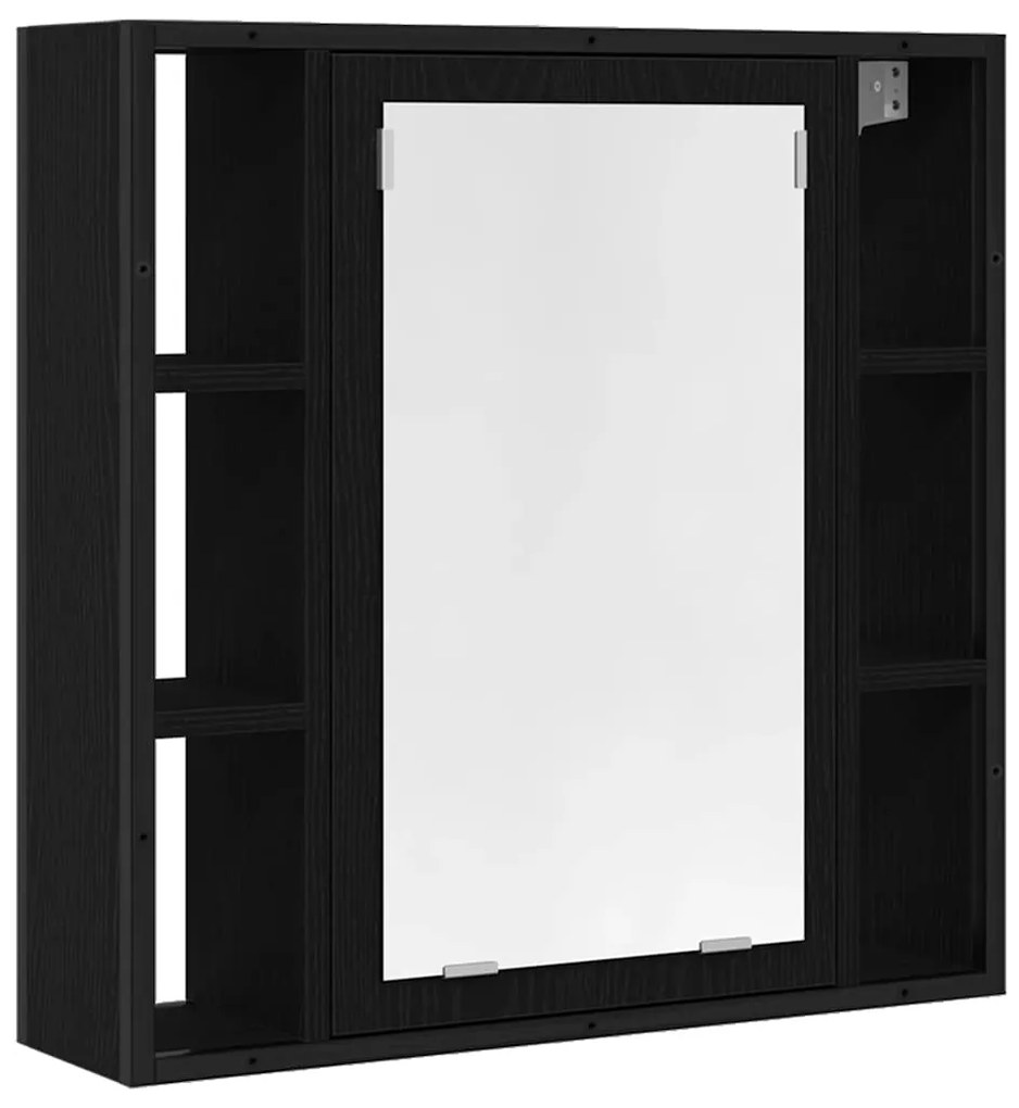 862228 vidaXL Шкаф за баня с огледало, черен дъб, 60x16x60 см, инженерно дърво