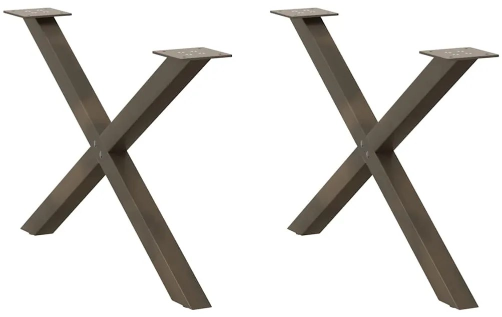 4012907 vidaXL Крака за масичка за кафе, X-образни, 2 бр., естествена стомана, 70 x (42-43) см, стомана