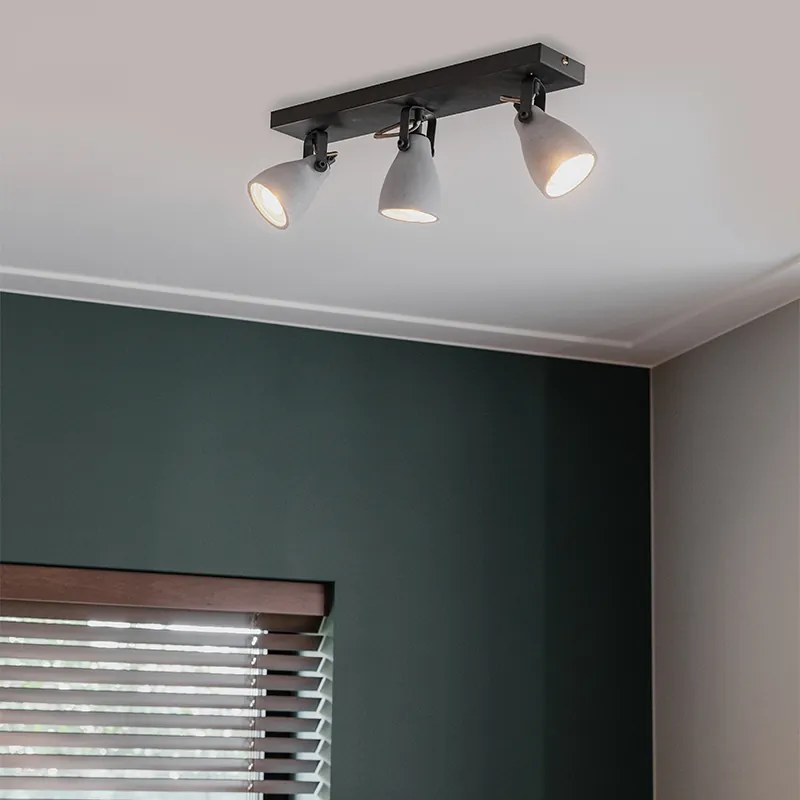 Индустриален прожектор сив бетон 3-светлина - Creto