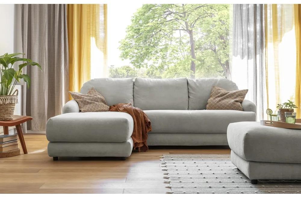 Бял разтегателен диван (ляв ъгъл) с подложка за крака Comfy Claude - Miuform