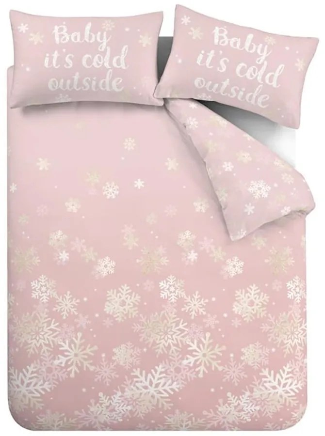 Розово единично спално бельо 135x200 cm Baby It's Cold Outside – Catherine Lansfield