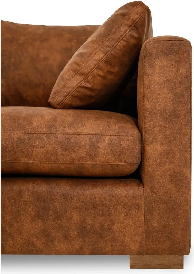 Кафяв ъглов диван от изкуствена кожа (ляв ъгъл) Hamburg – Scandic