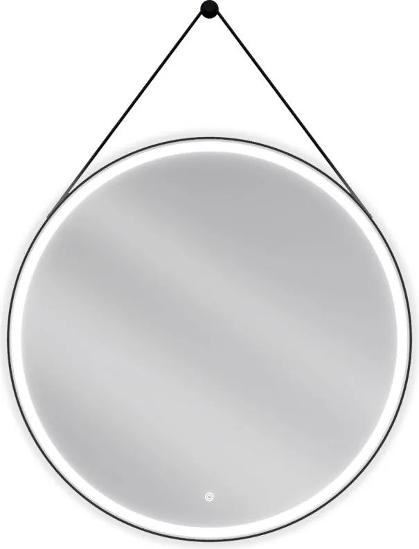 Mexen Reni осветено кръгло огледало за баня, 90 см, LED 6000K, срещу запотяване, черна рамка - 9812-090-090-611-70