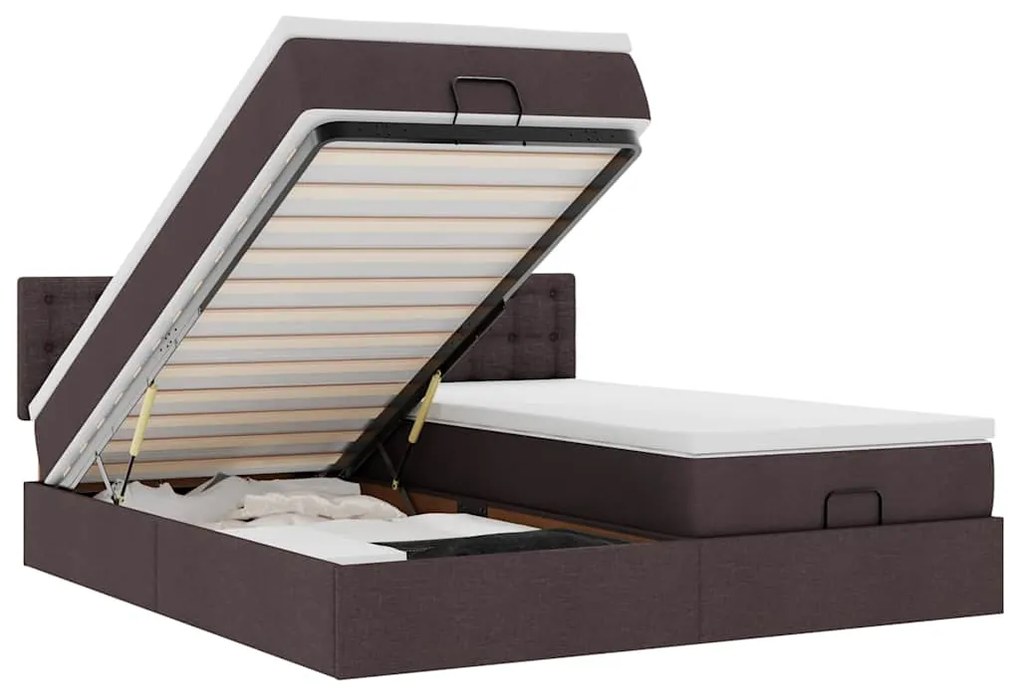 3312032 vidaXL Османска легло с матраци, тъмнокафяво, 160x200 см, плат