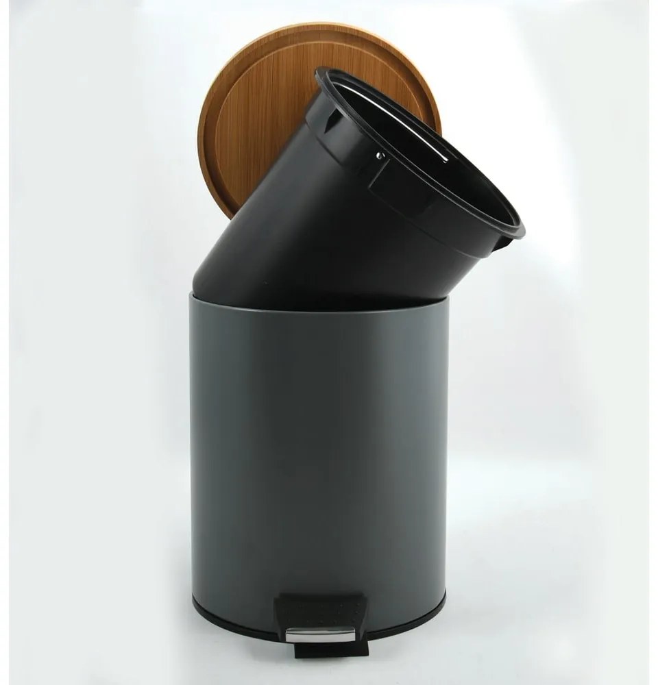 Тъмносиво стоманено кошче за боклук с педал 3 l Adonis – Spirella