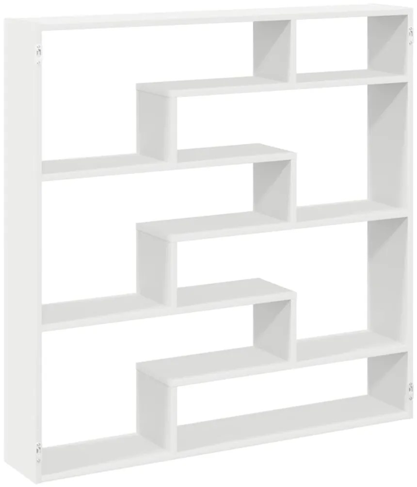 860022 vidaXL Стенен рафт за кубчета 7 отделения Бяло инженерно дърво