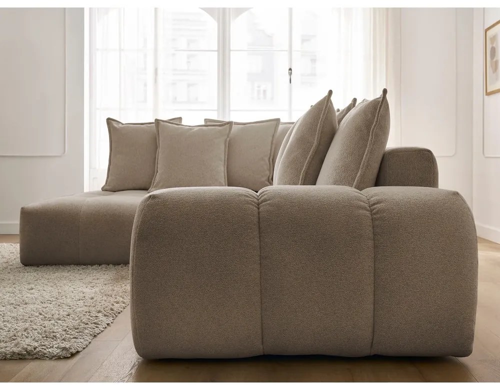 Кафяво-сив шенилов сгъваем/с място за съхранение ъглов диван (ляв ъгъл/L форма) Everest – Bobochic Paris