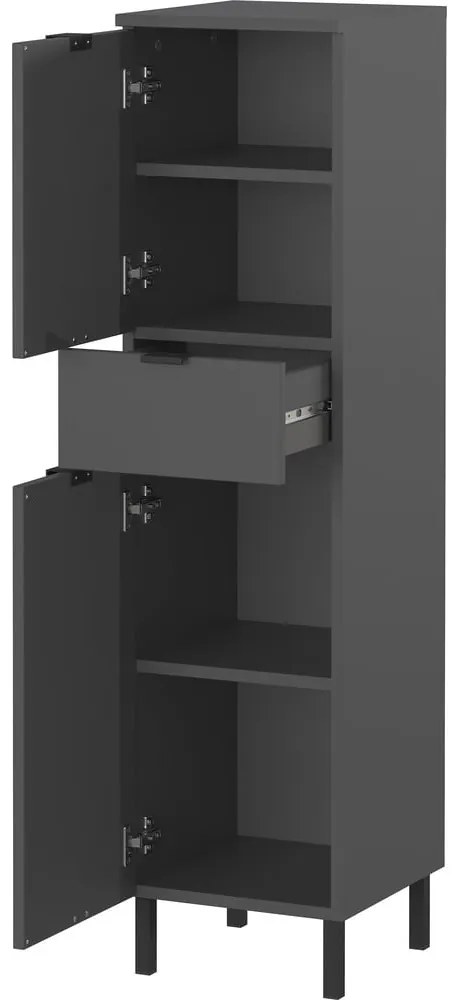 Антрацитен висок тесен шкаф за баня 30x120 cm Arcena – Germania