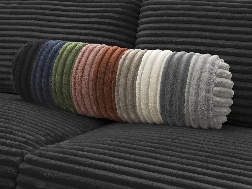 Черен диван за ежедневно спане/сгъваем от рипсено кадифе 220 cm Hugo – Bobochic Paris