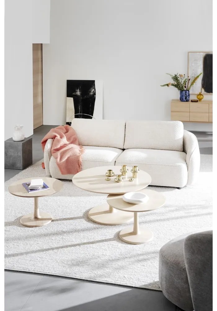 Кръгла масичка за кафе от декор от дъб в естествен цвят 60x60 cm Hobart – Rowico