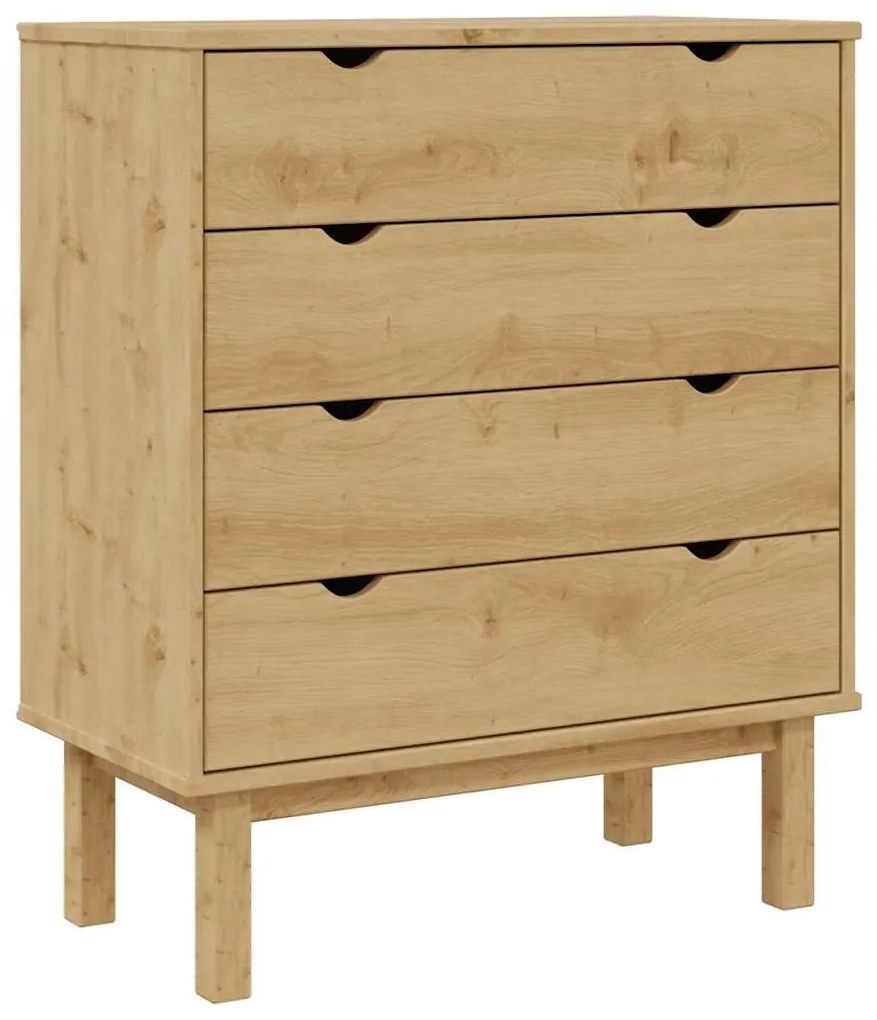 348582 vidaXL Шкаф с чекмеджета OTTA, 76,5x39,5x90 см, борово дърво масив