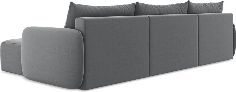 Сив кадифен сгъваем/с място за съхранение ъглов диван (U форма) Kalena – Makamii