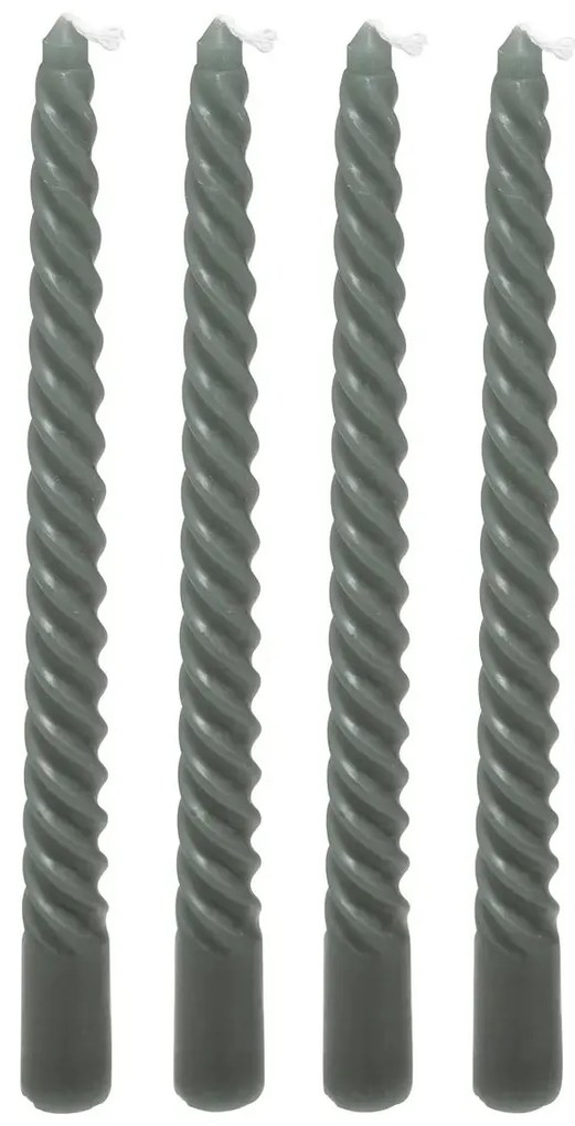 Свещи без аромат atmosphera Hugo, 25 cm, 4 бр - Зелен