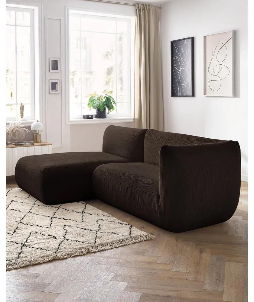 Ъглов диван от тъмнокафяв велур (ляв ъгъл) Lecomte - Bobochic Paris