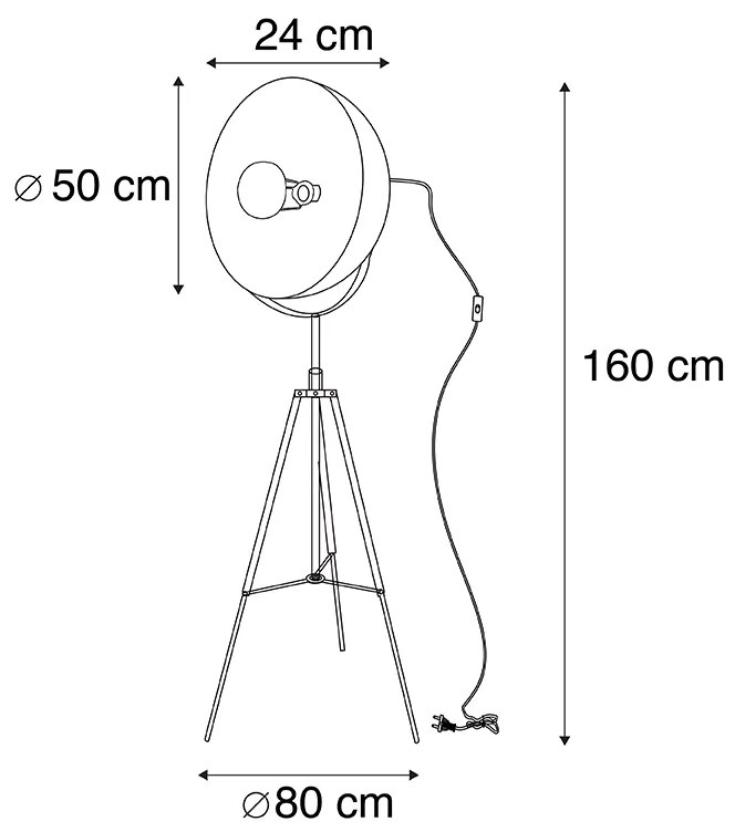 Индустриална интелигентна подова лампа черна триножник с WiFi A60 - Magna 50 Eglip