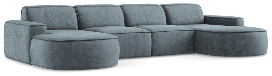 Сиво-син шенилов ъглов диван (U форма) Omao – Makamii