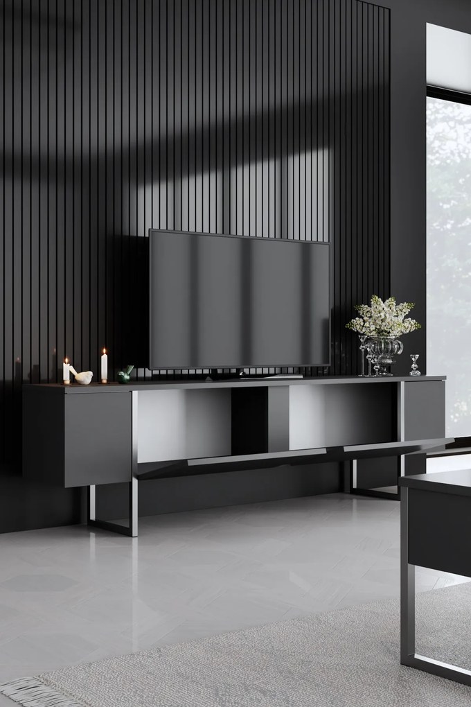 ТВ шкаф Luxe, цвят Антрацит Сребърен