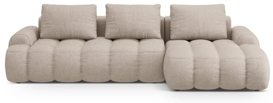 Светлокафяв сгъваем/с място за съхранение ъглов диван (десен ъгъл) Linz – Cosmopolitan Design