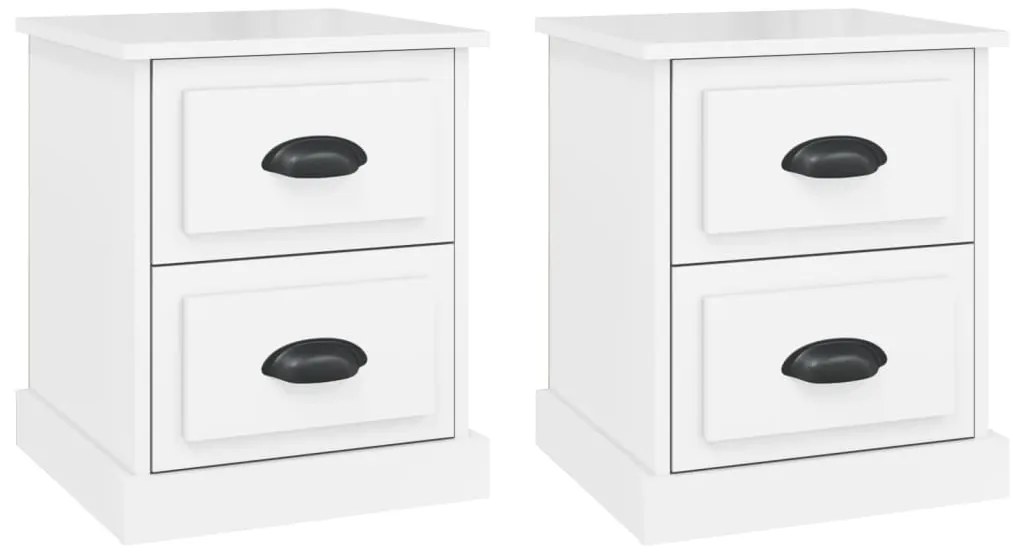 816149 vidaXL Нощни шкафчета, 2 бр, бял гланц, 39x39x47,5 см, инженерно дърво