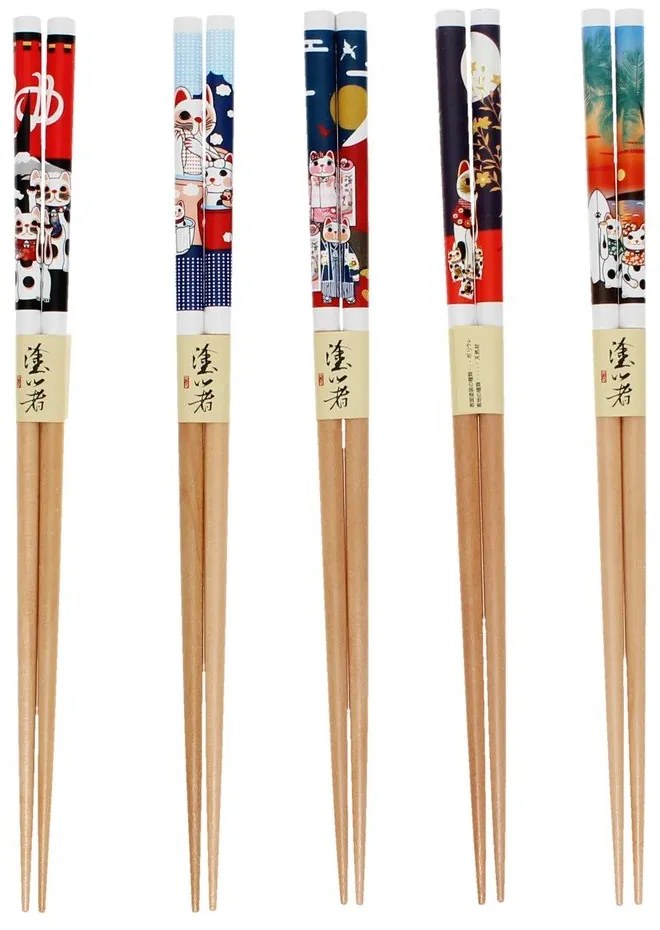 Дървени пръчици в комплект от 5 бр. в естествен цвят Beckoning Cats – Rex London