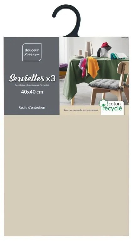 Салфетки в комплект от 3 бр. 40x40 cm Mistral – douceur d'intérieur