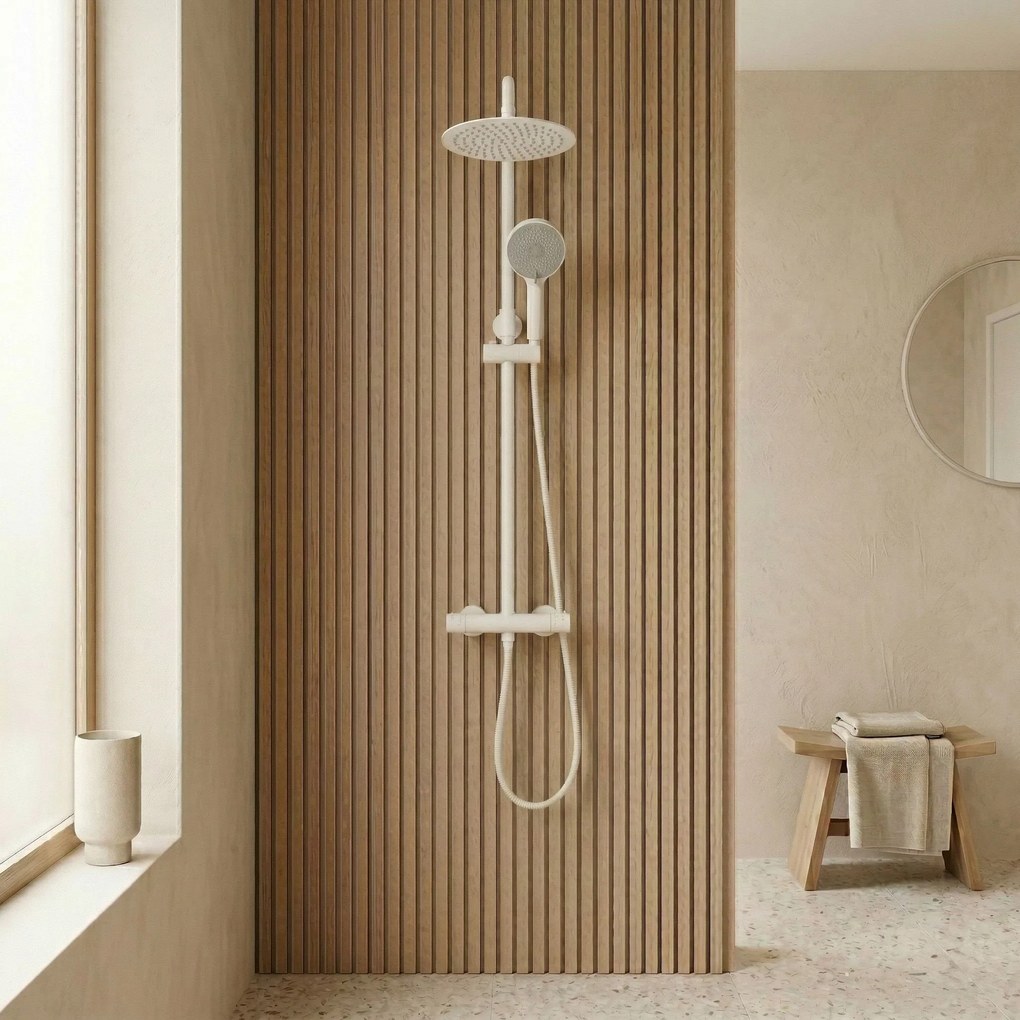 Душ комплект без чучур с термостат Rea Lungo White