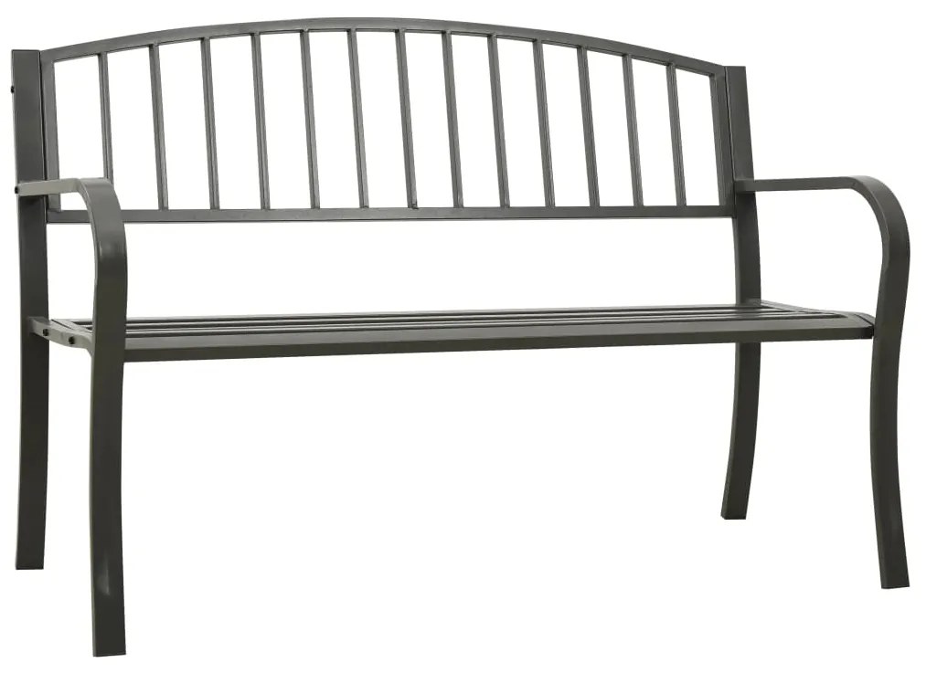 319581 vidaXL Градинска пейка, сива, 120 см, стомана