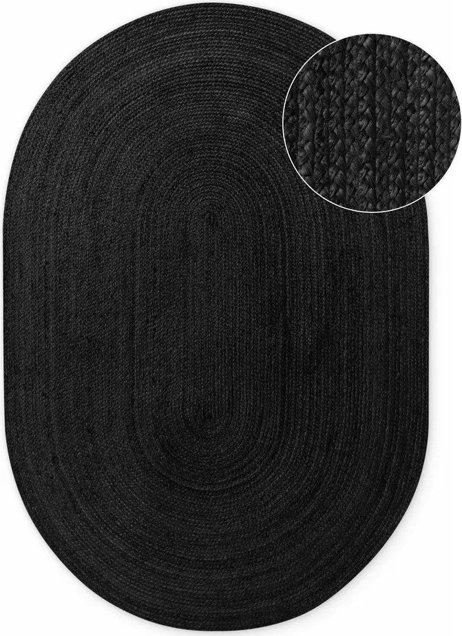 Черен двустранен ръчно изработен ютен килим 160x230 cm Braided – Hanse Home