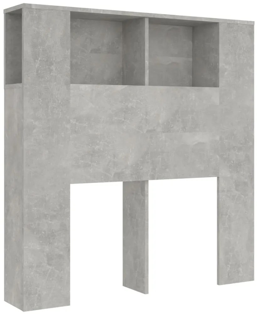 811911 vidaXL Табла за легло тип шкаф, бетонно сива, 100x18,5x104,5 см