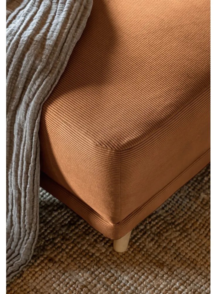 Ъглов разтегателен диван от велур в тухлен цвят (ляв ъгъл/"U") Lazy Lukka - Miuform