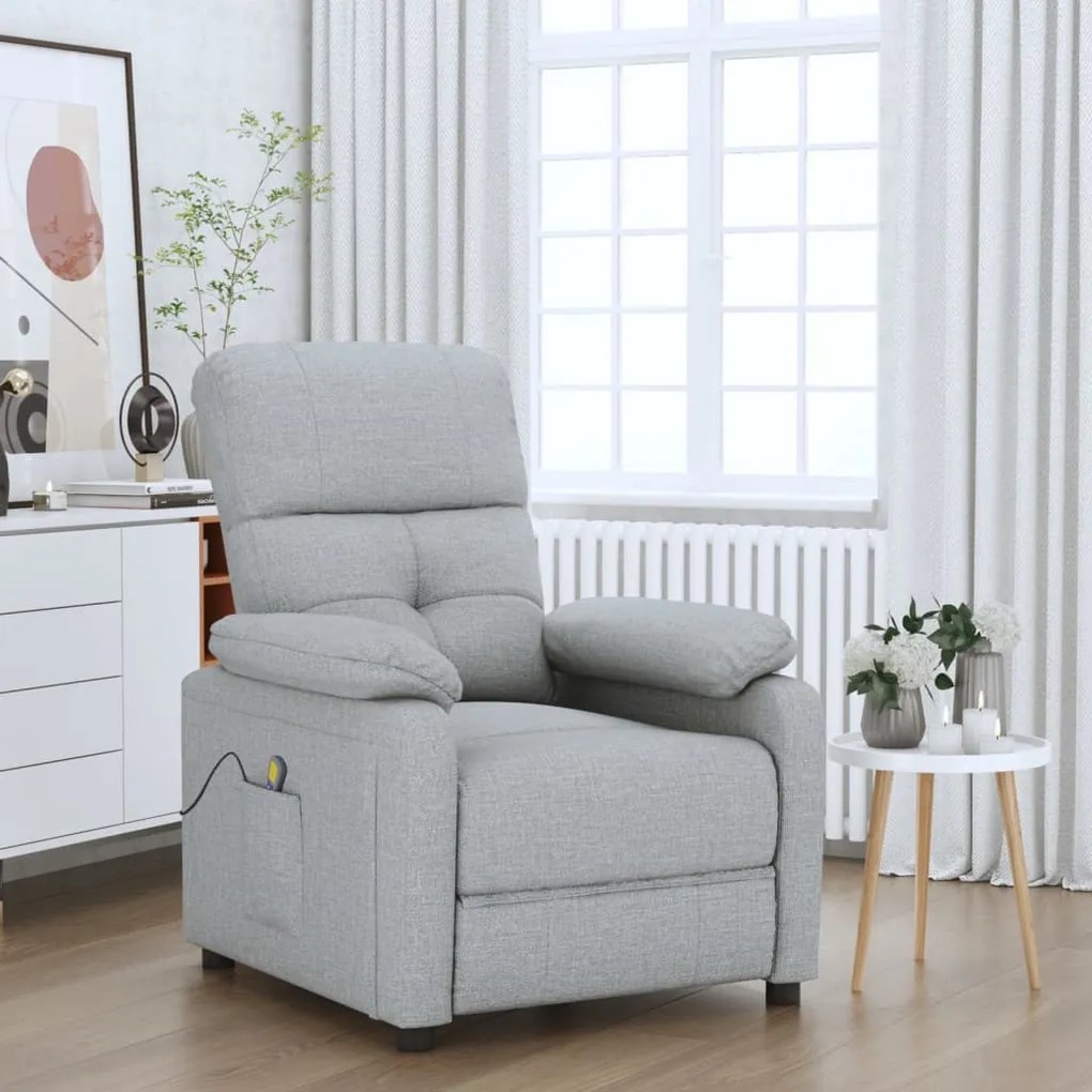 289672 vidaXL Масажен стол, светлосив, текстил