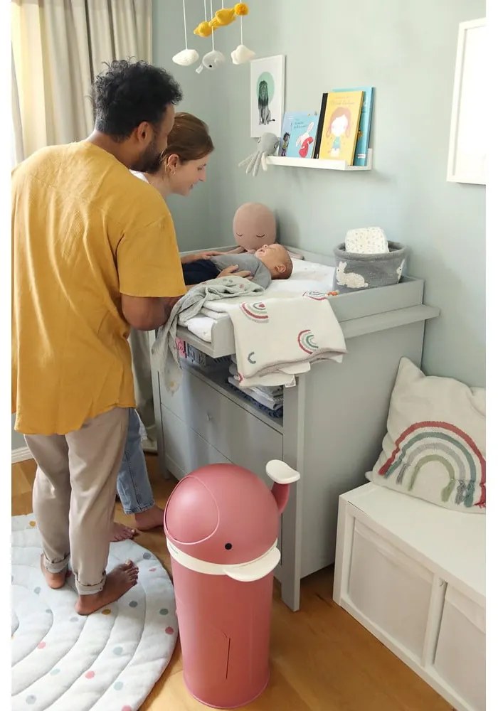 Тъмнорозово пластмасово кошче за пелени 25 l Whale – Kindsgut